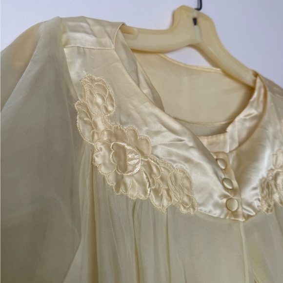 VTG 60s Womens M Butter Yellow Pegnoir Nightgown Set Sabrina Carpenter Babydoll - Picture 16 of 16